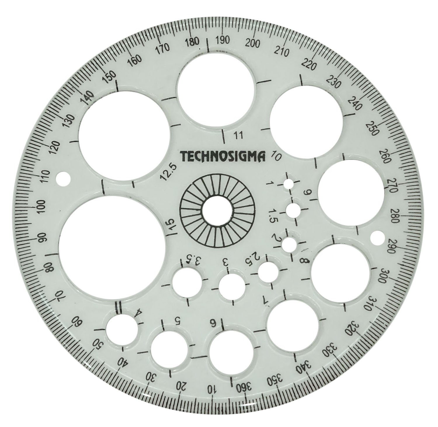 Technosigma Plastic Radius Template Drawing Scale Clear Pro - Circle Protractor