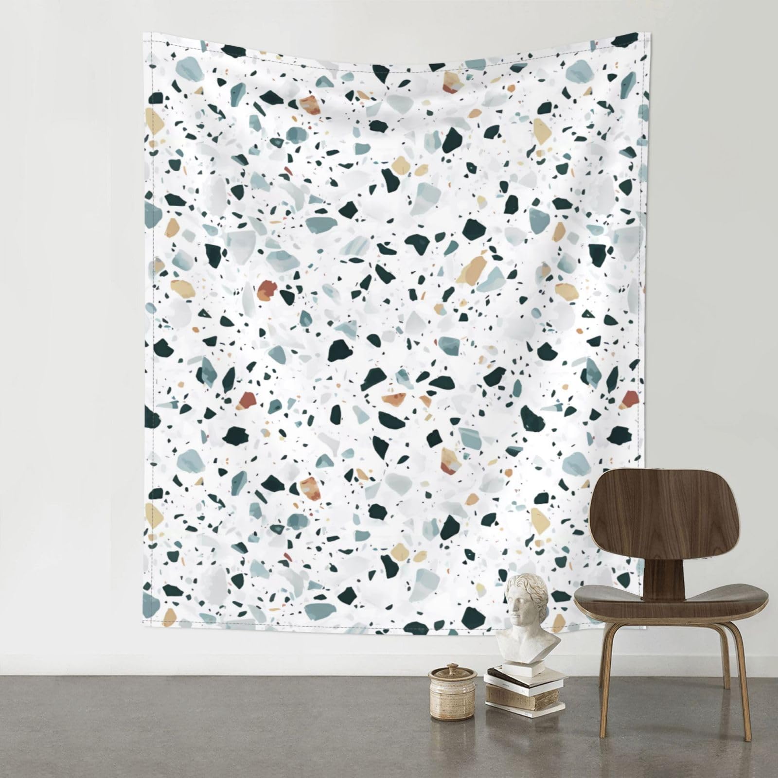 WHJSHOP Terrazzo Marble Pastel Prints Original Wall Tapestry 60x51in – Boho Throw Blanket for Dorm Decor, Beach Picnic, & Bedroom Layering