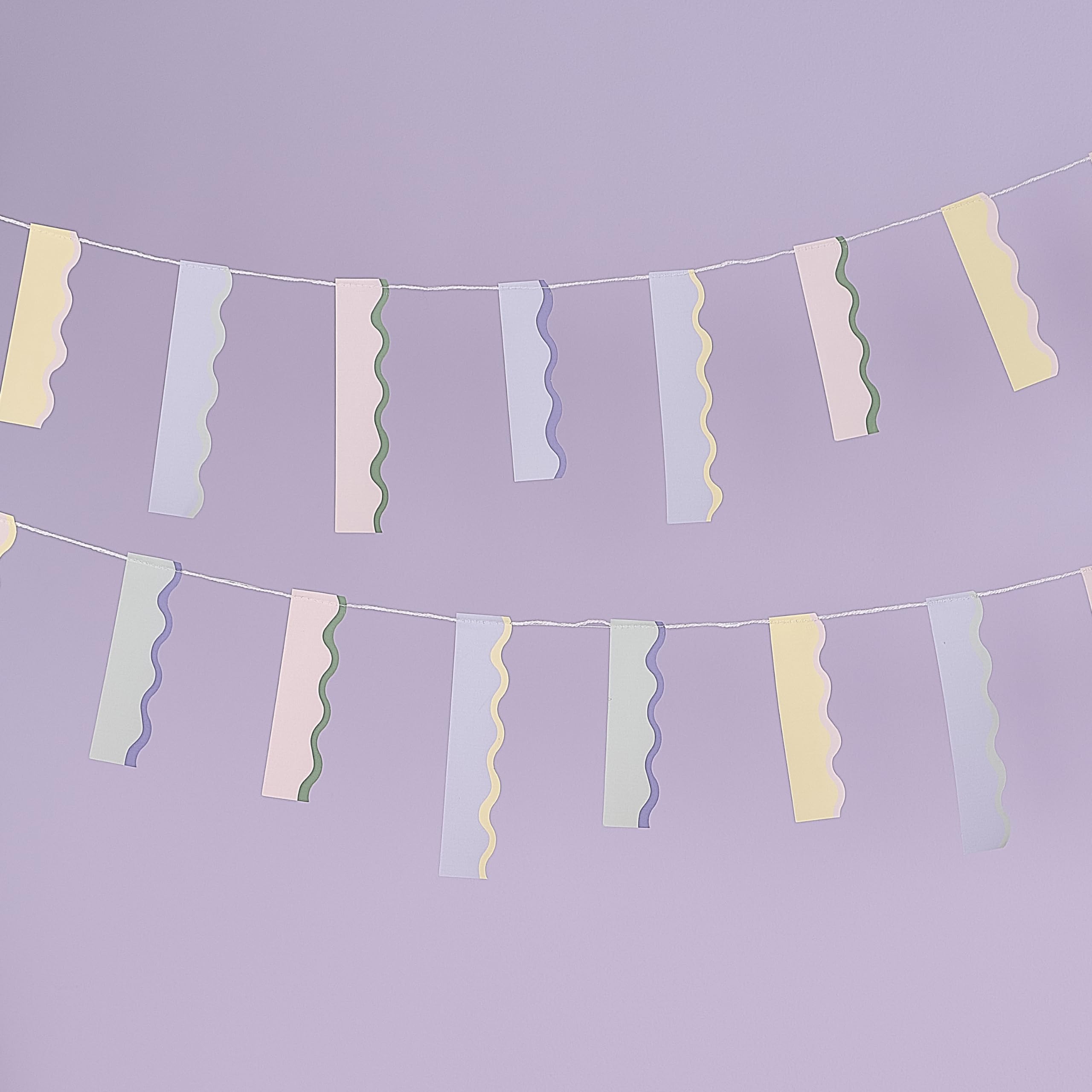 Ginger Ray Pastel Wavy Card Stick Garland Bunting Hanging Party Decoration 5m, standard size - Image 2