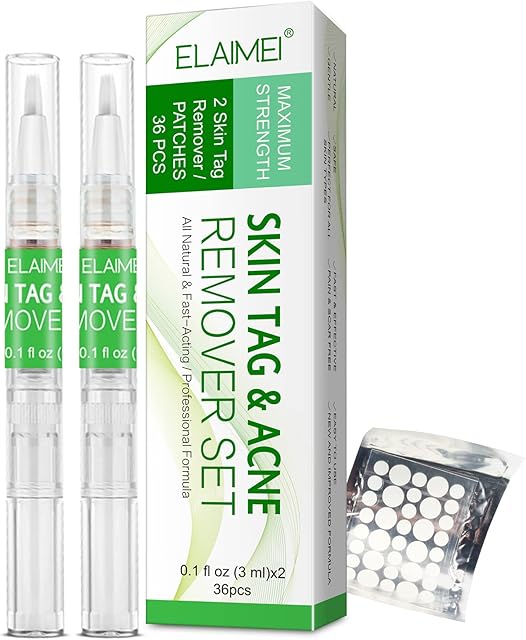 Skin Tag Removal Set 36PCS Acne Remover Patches Mole Remover, 2PCS Skin Tag Removal Pen, Acne Pimple Healing Patches, Covers and Conceals Skin Tags (36PCS+2penpen)