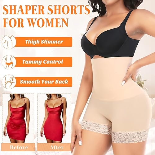 Miniatura 3 de Pantalones cortos para mujer, cintura alta, adelgazantes, moldeadores de cuerpo, sin costuras, con control de abdomen, pantalones cortos debajo del