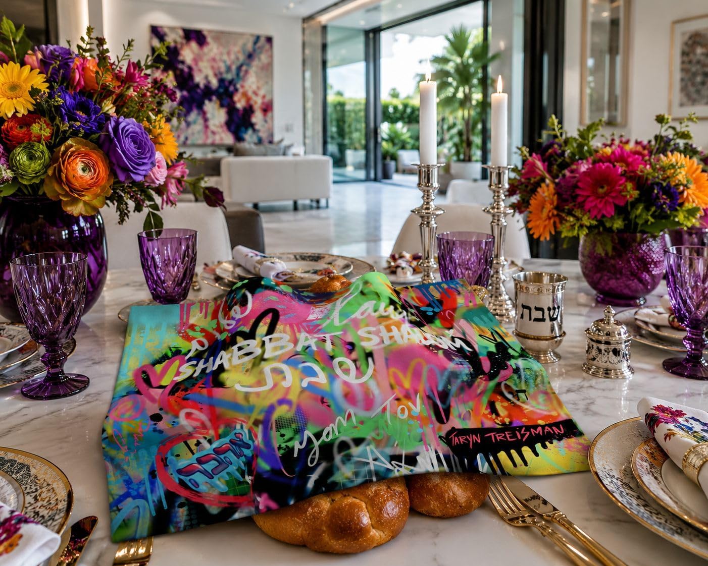 Custom Pop Challah Cover Shabbat - Satin Silk Bread Cover Judaica Yom Tov