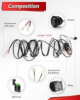 Vista 2 de CO LIGHT Arnés de cableado para barra de luz LED, 1 cable de 12 V, 16 AWG, interruptor de relé, kit de arnés de cable para vainas LED todoterreno