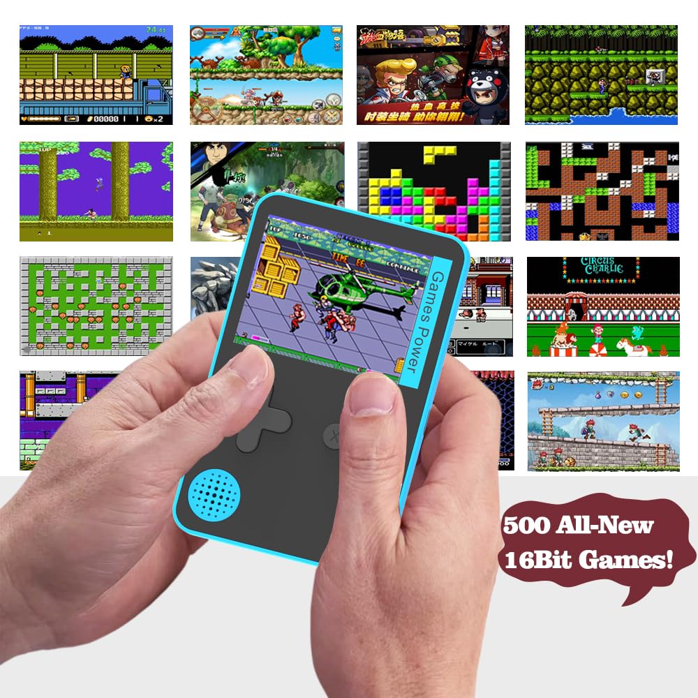 Tiny Retro Handheld Game Console with 500 Built-in Classic Arcade Games, Featuring a 2.4
