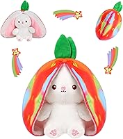 Vista 12 de MIAODAM Peluche reversible de conejo de zanahoria, orejas de conejo de zanahoria con cremallera, peluche de conejo de frutas, peluche de conejo