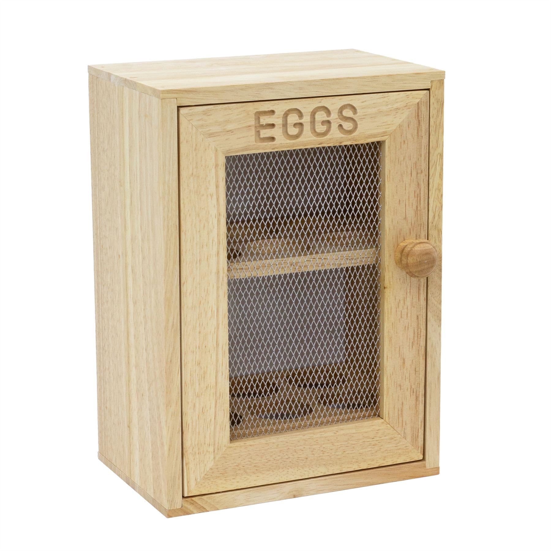 Carousel Home Natural Wooden Egg Storage Cabinet Holds 12 Eggs - Vintage-Style Egg Holder For Kitchen Worktops