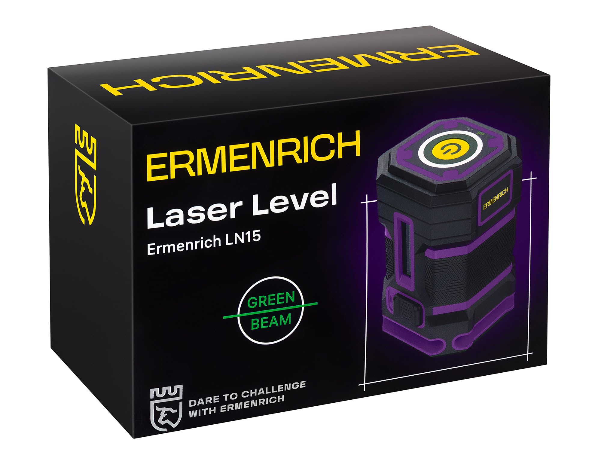 PLUS LN15 Livella Laser Autolivellante a Raggio Verde 5 Linee | Laser a Croce Orizzontale 360° e Verticale, Modalità Impulso, IP54, Luminosità Regolabile, Custodia per Casa, Cantieri Edili