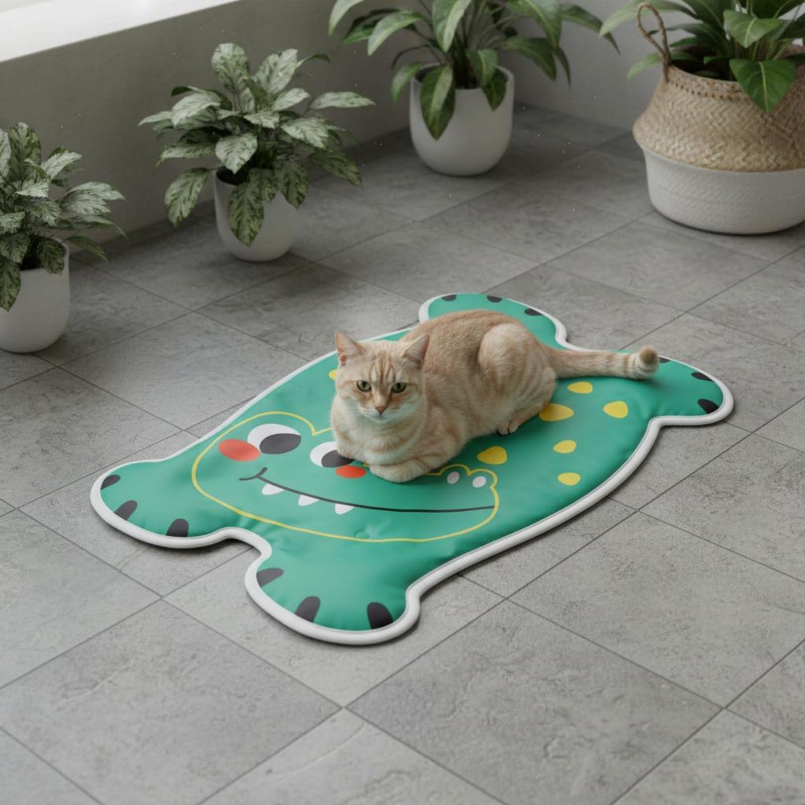 Cuscino in Gel Fresco e Delicato Sulla Pelle Tappetino a Cartoni Animati Resistente Ai Rosicchiare per Cani, Gatti, Cuccia, Gabbia, L, Dinosauro Mango