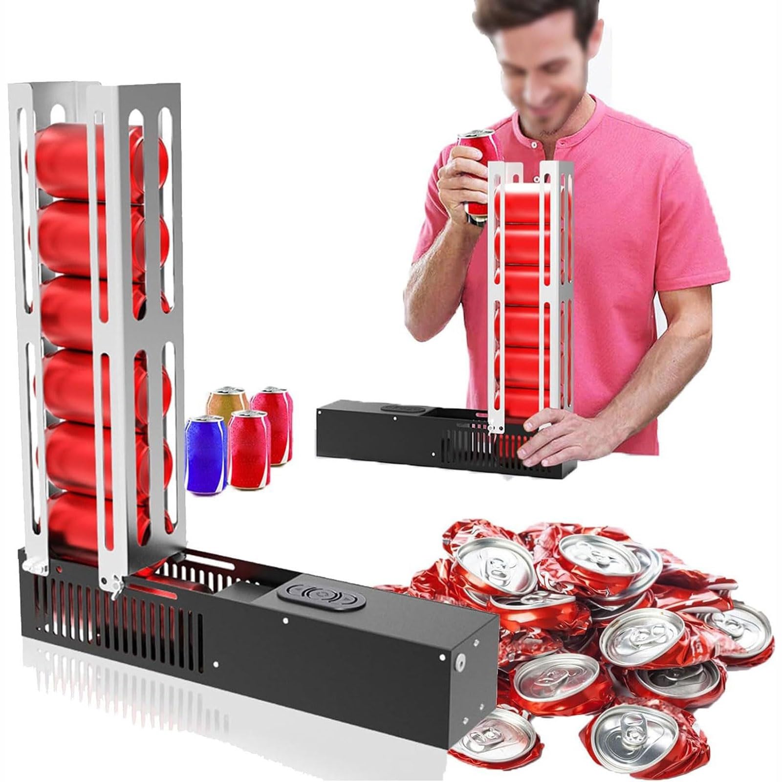 Broyeur de canettes automatique électrique qui écrase 8 canettes à la fois