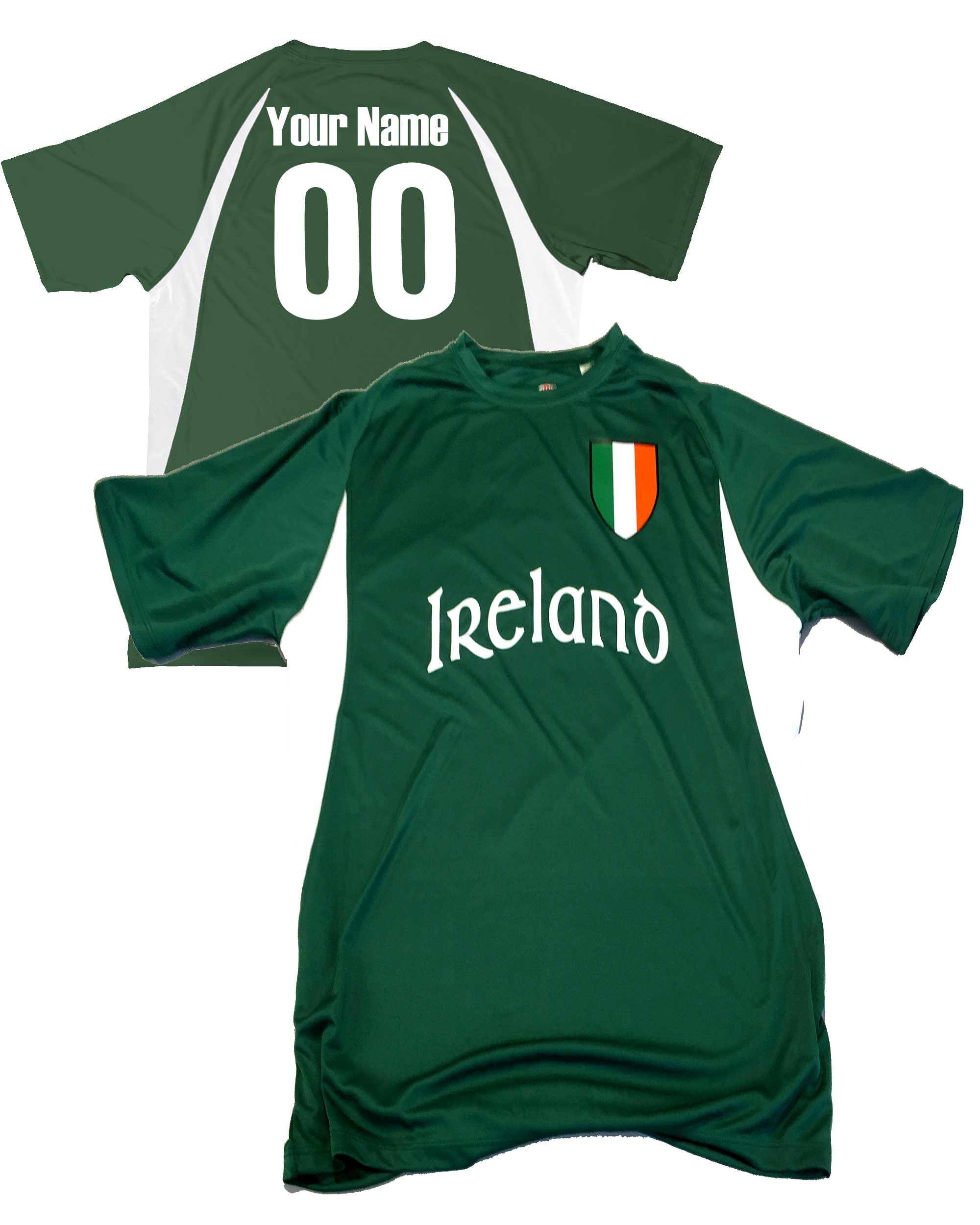 Customized Ireland Soccer Jersey Adult Large in Dark Green and White