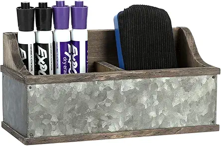 MyGift Magnetic Reclaimed Style Wood & Rustic Galvanized...
