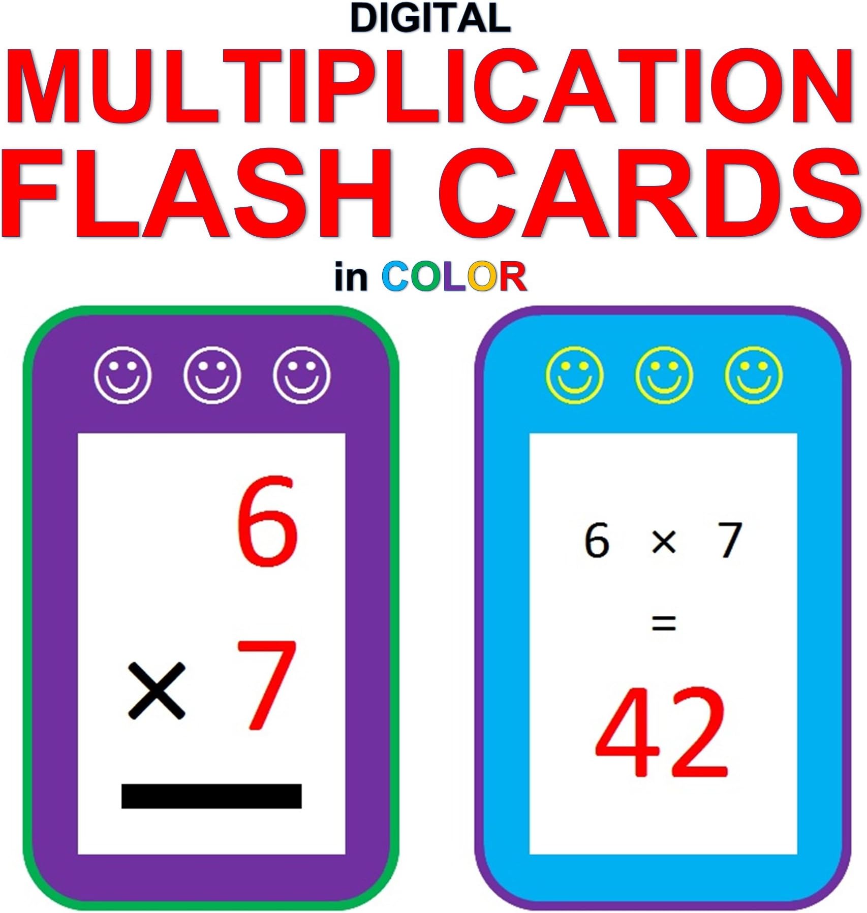 Digital Multiplication Flash Cards in Color (Ordered and Shuffled 1-9) (Memorize Arithmetic Facts Book 3)