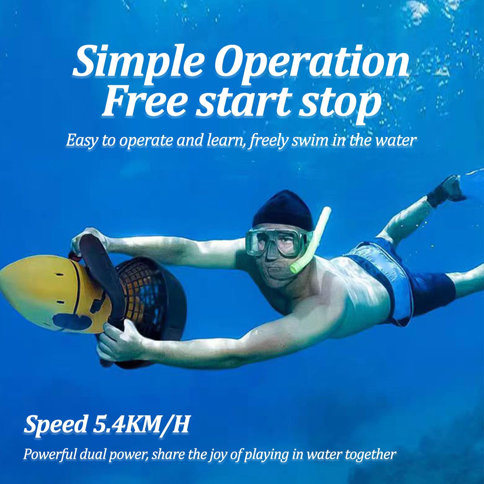 Unterwasserscooter, Poolscooter, Wasserscooter für Erwachsene, tragbarer Unterwasserpropeller zum Tauchen, Schnorcheln, Schwimmbad, Meeresabenteuer, Pool-Unterwasserscooter,500W