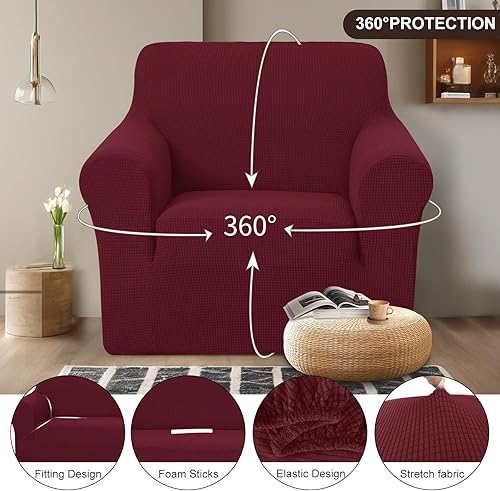 Miniatura 93 de U-NICE HOME Funda elástica para sofá de 2 plazas, funda protectora de muebles para sofá de 2 plazas, apta para mascotas (sofá biplaza, beige)