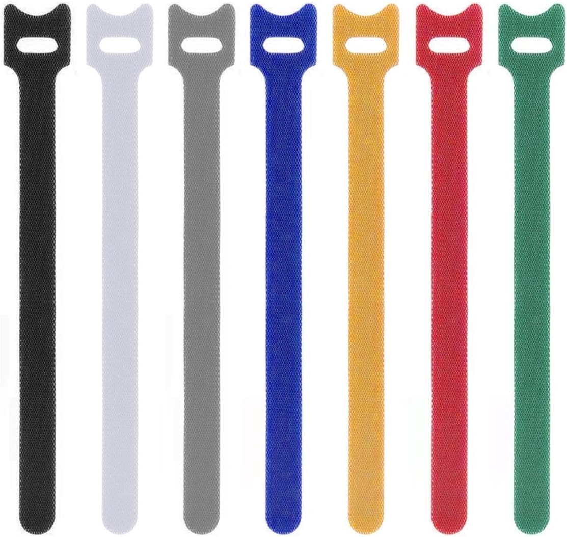 Attaches Câble OneLeaf Velcro - Lot 60 Sangles 3 Tailles 5 Couleurs - Gestion Câbles Ordinateur TV
