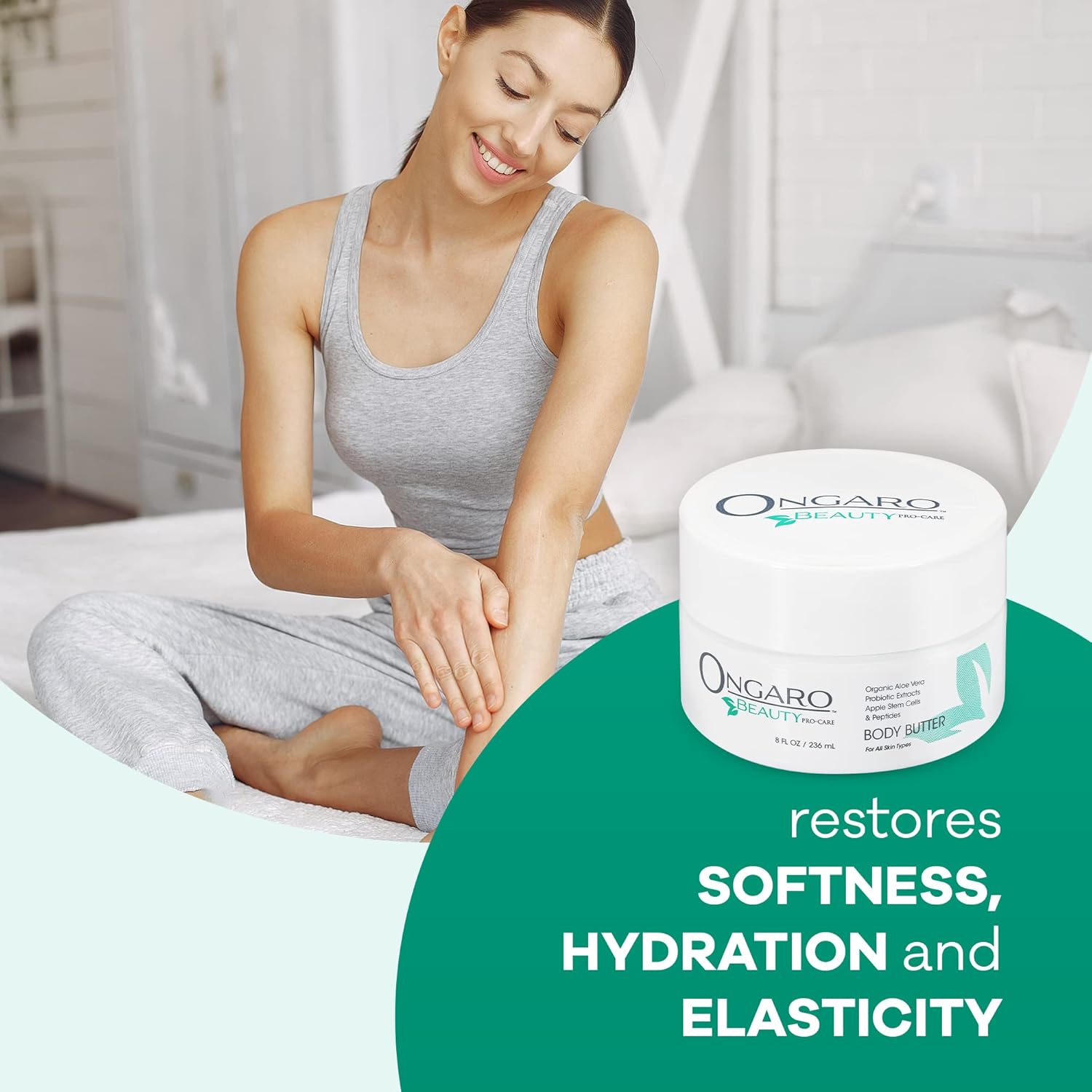 Ongaro Beauty - Whipped Body Butter Cream, Organic Shea Butter for Women with Aloe Vera, Plant Stem Cells, Peptides, Hyaluronic Acid, Probiotics, Vitamin C & E, Body Care for Women - 8 Fl Oz - Image 4