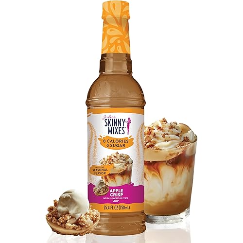 Jordan's Skinny Mixes Sugar Free Syrup, Sugar Free Apple Crisp Syrup, Flavored Water Enhancer, Drink Mix for Water, Lemonade & More, Zero Calorie Flavoring, Keto Friendly, 750mL, 1 Pack