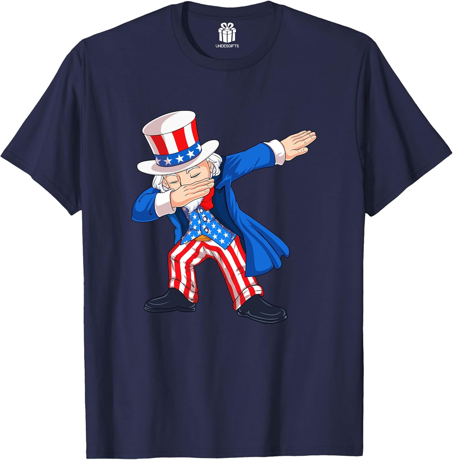 Dabbing Uncle Sam 4th of July American Flag Shirt for Men Boys Kids Funny Gift for Dad Grandpa Husband Son
