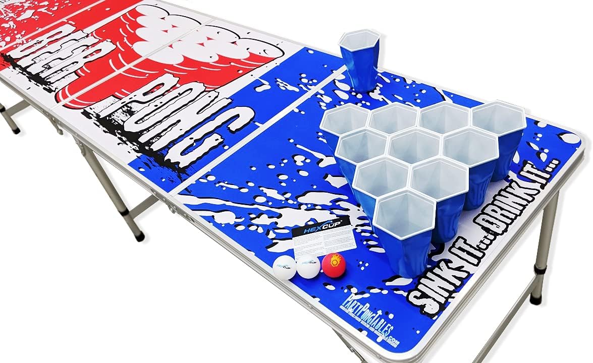 HEXCUP - Reusable Party Pong Cup Set by PartyPong - 22 Reusable Cups, 3 Balls, & Plastic Game Card