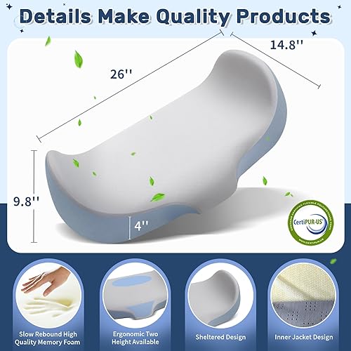 Miniatura 7 de Almohada cervical para el cuello, almohadas ergonómicas para adultos, almohadas de apoyo de cuello de espuma viscoelástica para dormir lateral, boca