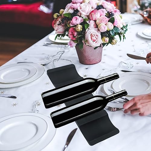 Miniatura 5 de Juego de 2 apiladores plegables de silicona para vino, soporte para latas de cerveza, soporte para botellas de vino, alfombrilla apilable para vino,
