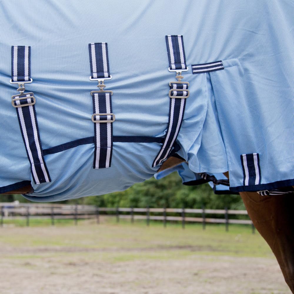 HORZE Manta antimoscas para Caballos Freja Combo, para Caballos, Ligera, de Verano, Azul, 155