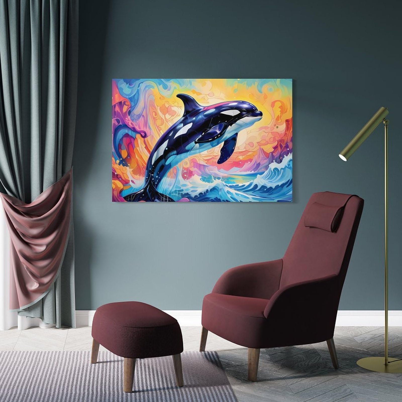 Junmoney Decorative Wall Artwork Orca, 08x12inch(20x30cm), for Corridors, Hallways Or Apartment Entries, Wall Decor to Refresh Empty Corners