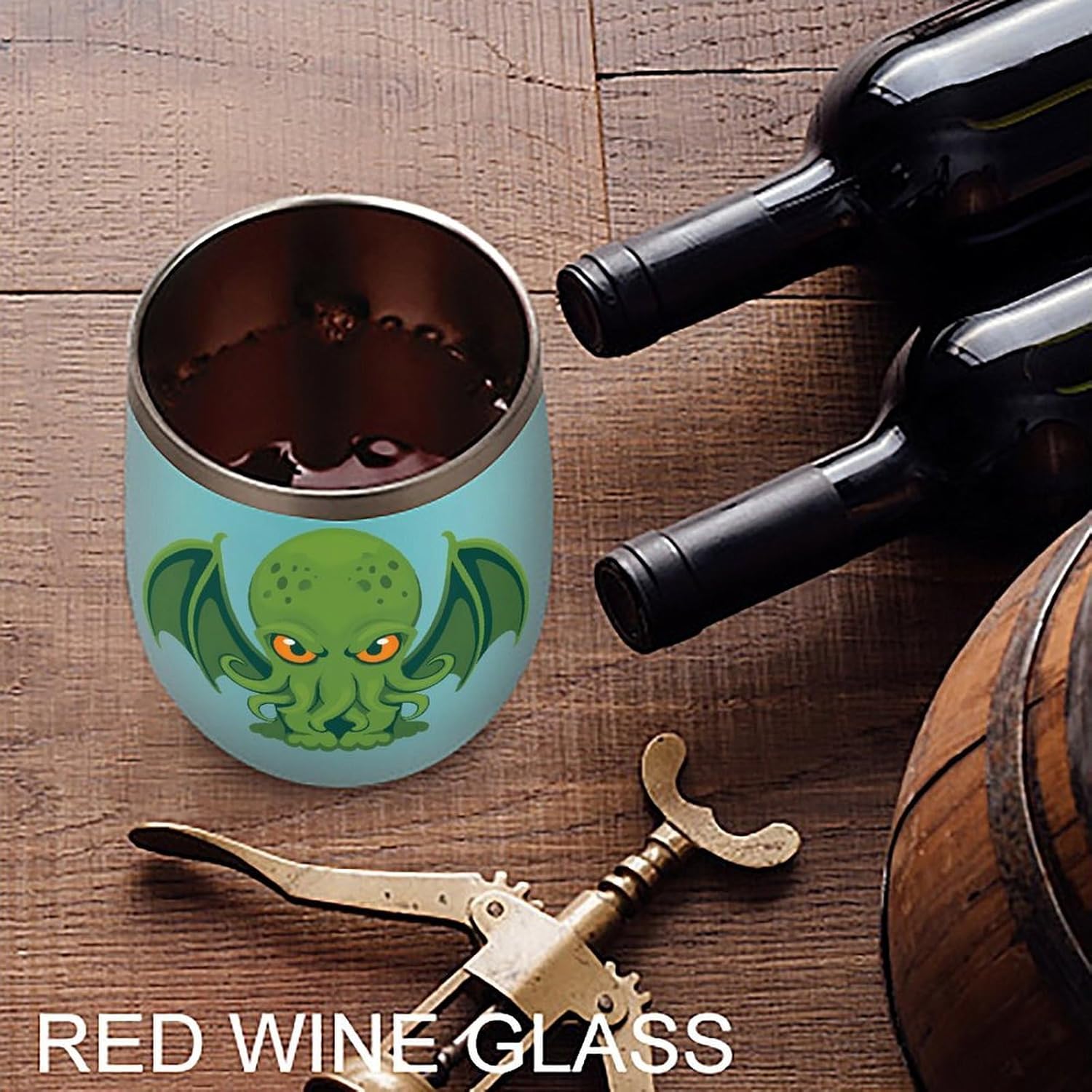 Cute Monster Greencthulhu Insulated Drinking Cup Stainless Steel Coffee Mug Wine Tumbler with Lid 12OZ