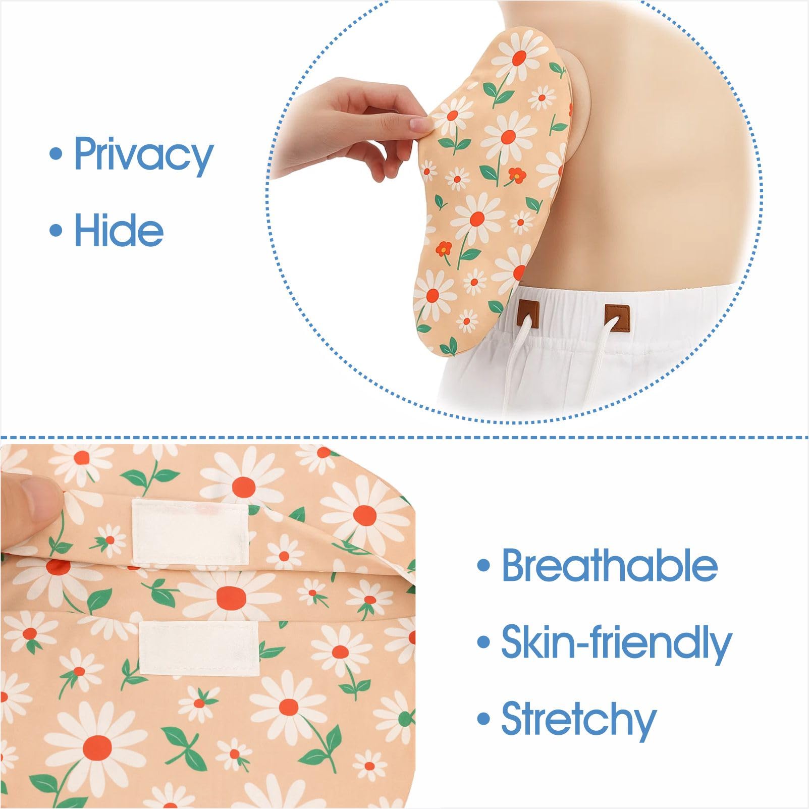 Colostomy Bag Covers - Ostomy Support Kleidungsbeutel Set mit 3" Runde Öffnung für Ileostomie Stoma Pflege, weicher & atmungsaktiver Stoff, 4 PC