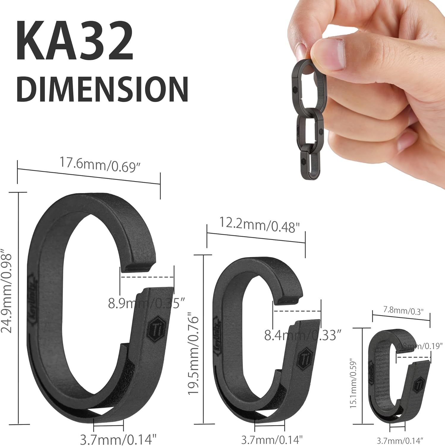 KeyUnity Titanium Side-Opening Oval Key Ring – Lightweight EDC Connector for Car Keys, Tools, and Outdoor Gear