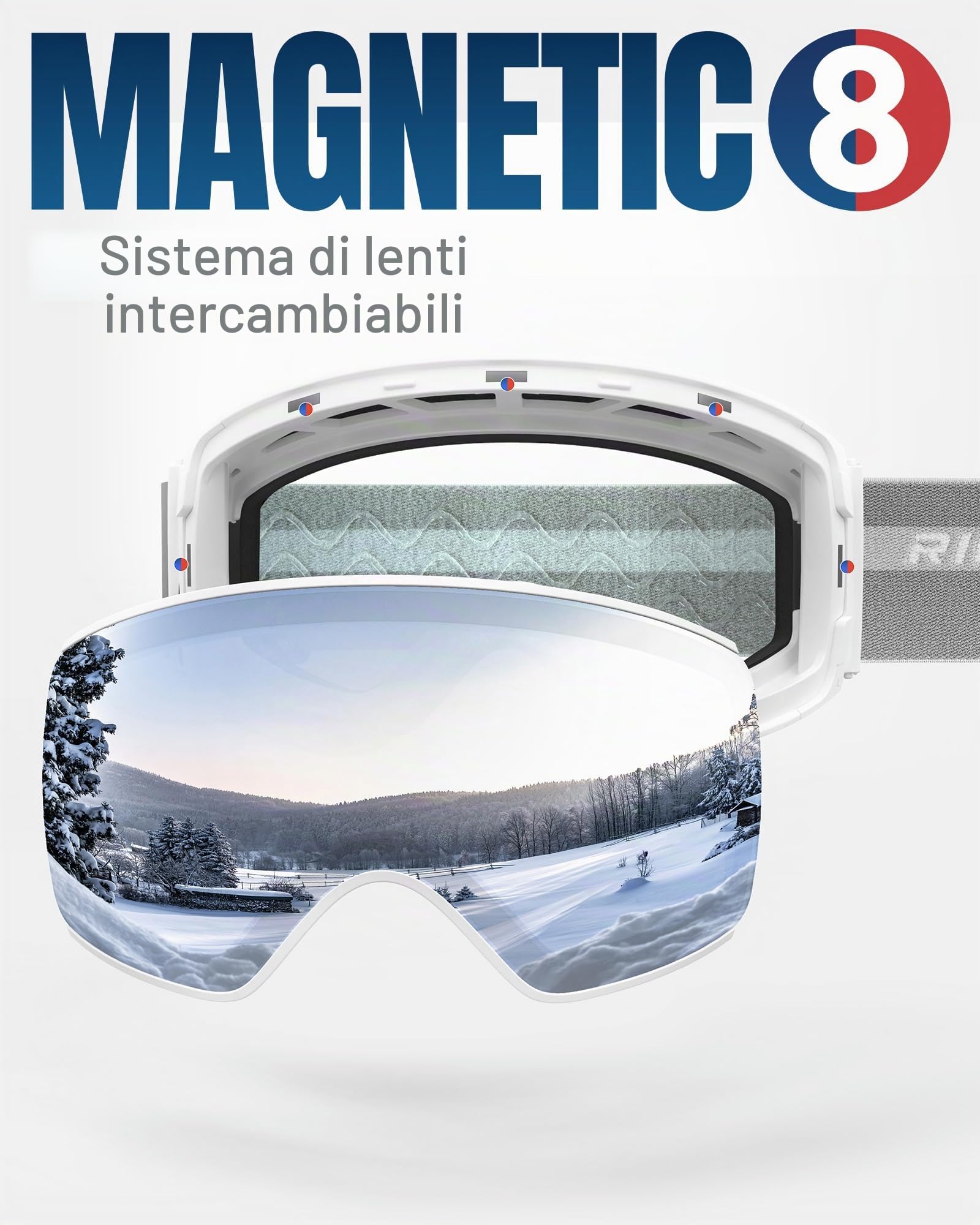 Occhiali da Sci, Occhiali da Neve Per Uominionne Signore Giovani, Occhiali da Snowboard Sopra Gli Occhiali, Occhiali da Sci Con Lenti Intercambiabili, OTG Protezione UV