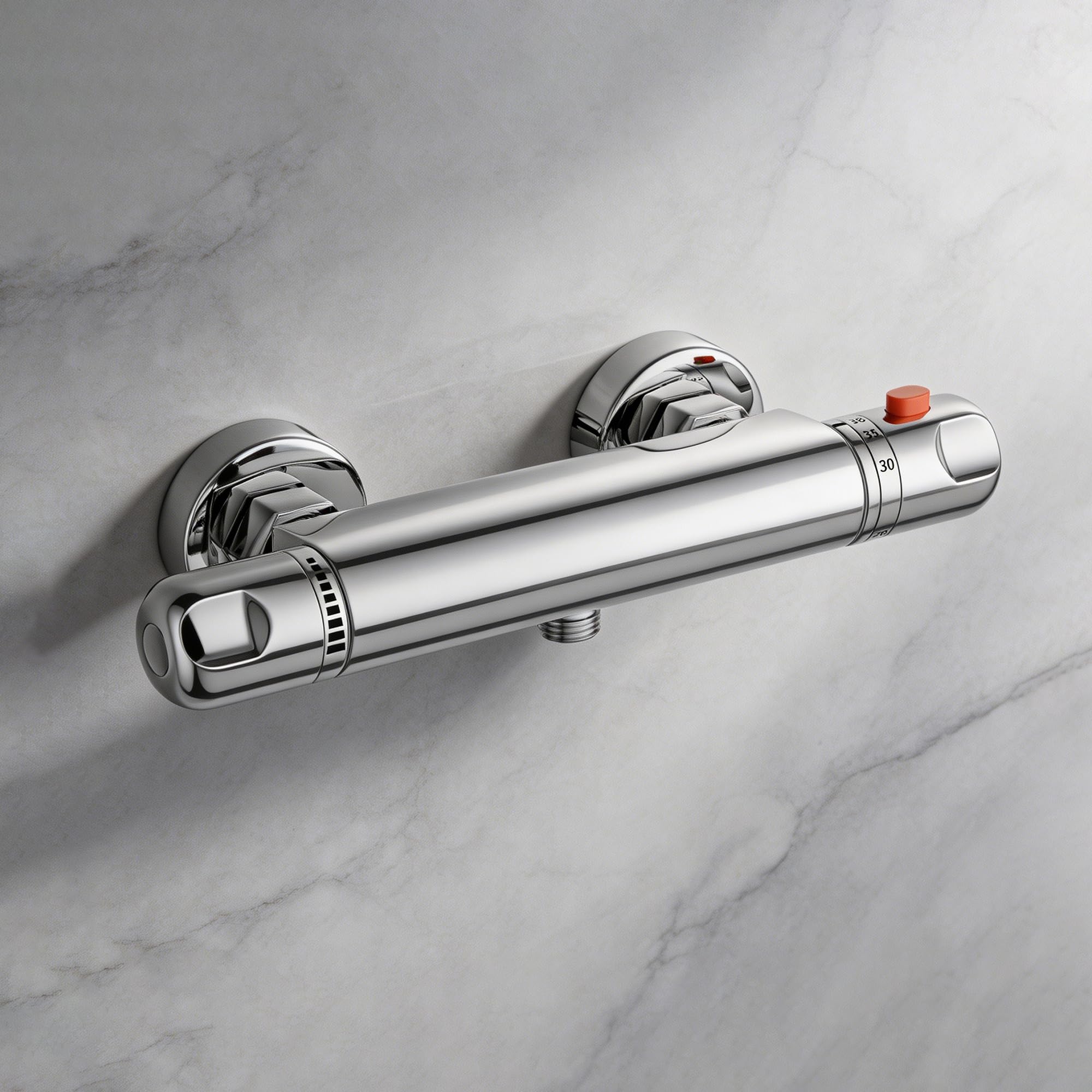 Mitigeur Thermostatique douche,Mitigeur Douche,Robinet de douche avec arrêt de sécurité à 38°C,Laiton,Chromé