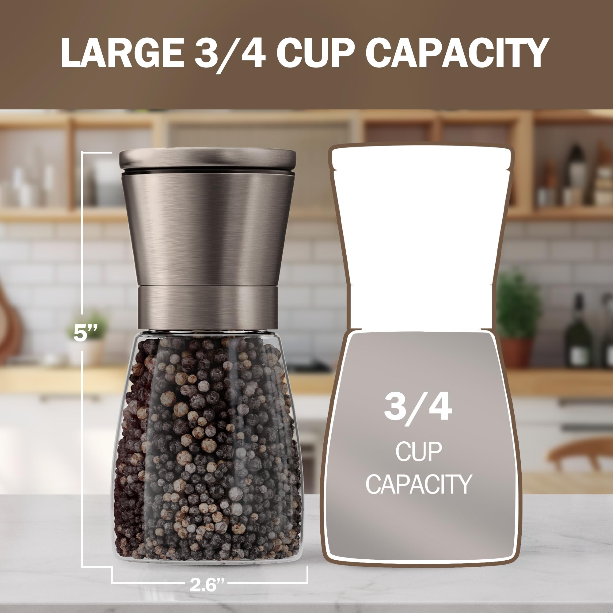 Gunmetal Black Salt & Pepper Grinder Set - HOME EC -2 Gunmetal Black Salt & Pepper Grinder Set - HOME EC -2