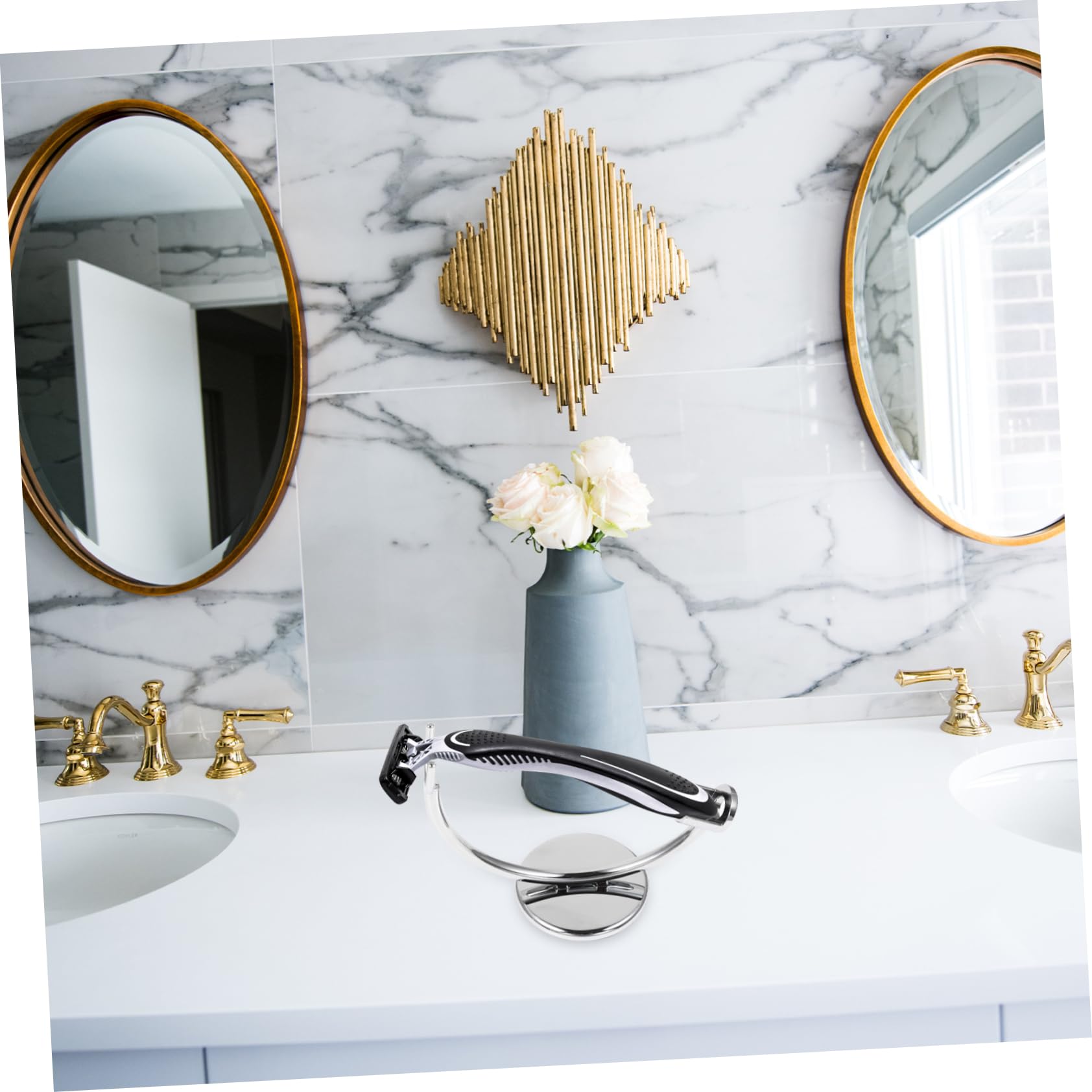 Angoily 2pezzi Supporto Per Rasoio Da Bagno Organizer Pratico Per Rasoio Stand Decorativo Per Rasoi Da Uomo Design Resistente e Anti-scivolo Soluzione Per La Rasatura Quotidiana