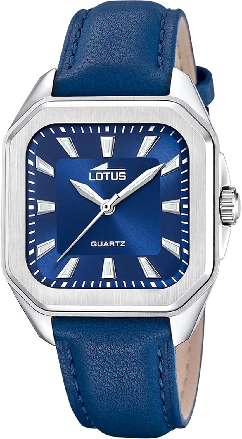 LOTUS Orologio analogico da donna in pelle blu – Movimento al quarzo – Vetro minerale ad alta resistenza – Impermeabile 5 ATM – Elegante classico vintage 18968/5