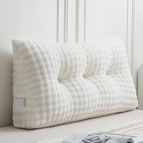 Wenqik Almohada de cuña triangular para cabecero de cama, respaldo de lectura, almohada de cuña con funda extraíble, soporte trasero para litera
