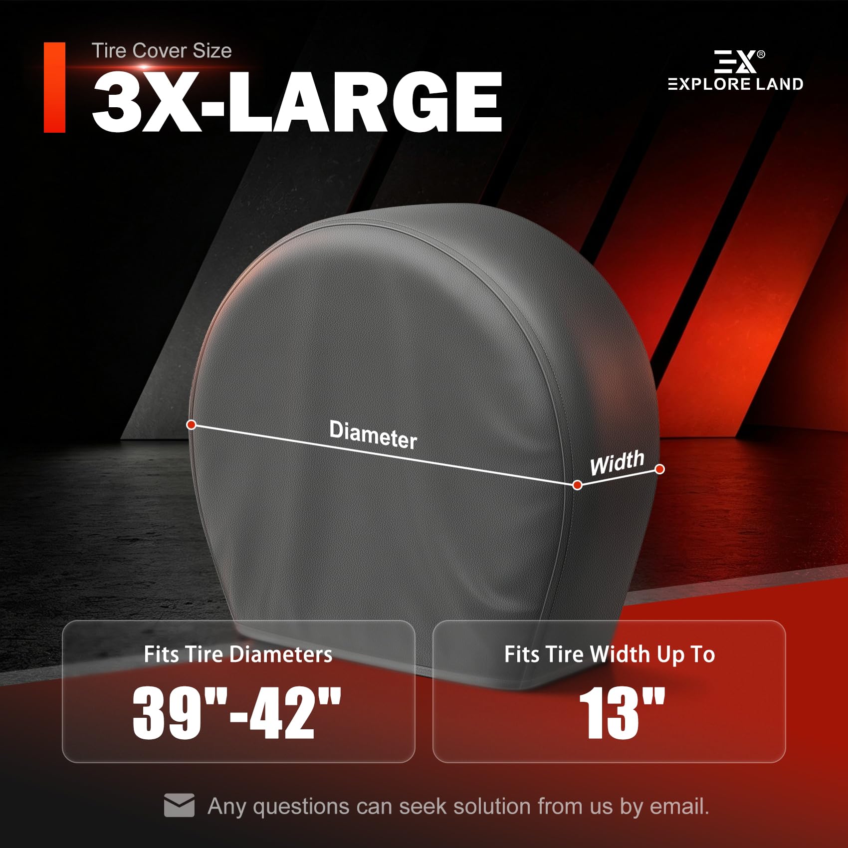 Explore Land - Copripneumatici per Jeep, camion, SUV, rimorchi, camper, protezione resistente per ruote, confezione da 4, universale, adatto a pneumatici di diametro 39”-42”, carbone