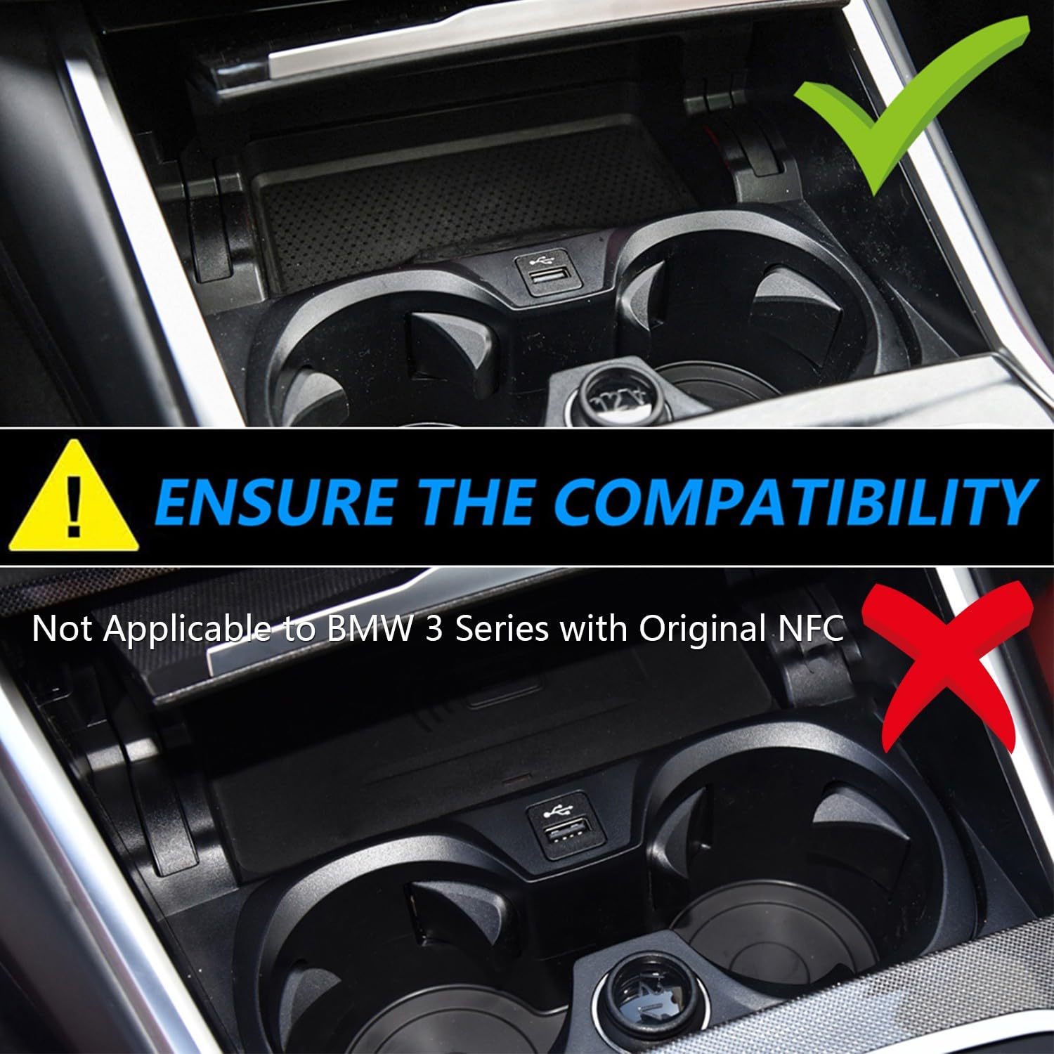Bezprzewodowa ładowarka do BMW serii 3 G20 2019-2024, serii 4 G22 2020-2024, serii 2 2022-2024, OEM na zamówienie z portem USB 18 W QC3.0 Bezprzewodowa podkładka do szybkiego ładowania telefonu (nie