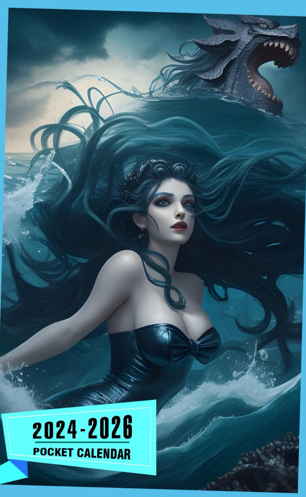 Pocket Calendar 2024 - 2026: Three-Year Monthly Planner for Purse , 36 Months from January 2024 to December 2026 | Evil siren | Sailor beneath the waves