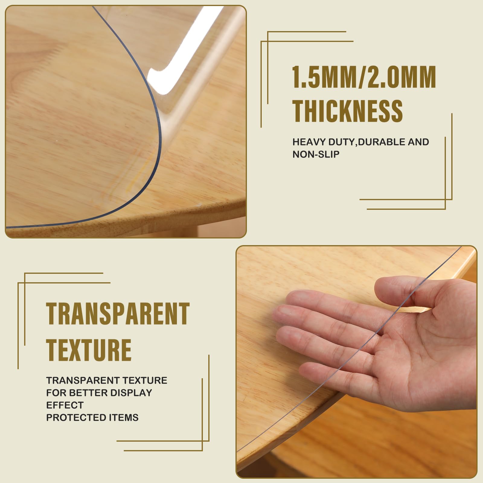 MOCAL 2mm Thick Round Clear PVC Table Cover 47 Inch Clear Round Plastic Table Protector,Waterproof Oil Proof Tablecloth Desk Pad,Round Clear Table Cover for Dining Room Table Coffee Table