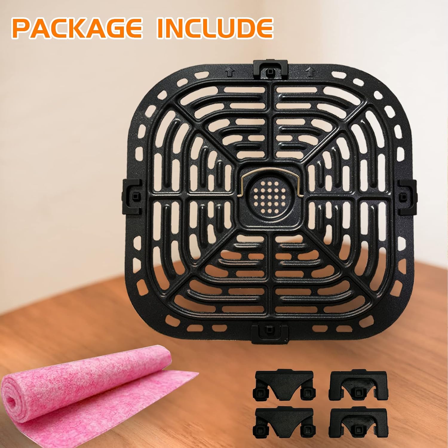 Air Fryer Grill Plate for Instant Pot Vortex Plus 6 in 1 6 QT XL Air Fryers, Upgraded Air Fryer Grill Pan Crisper Tray Replacement Parts with Rubber Feet for Instants, Non-Stick, Dishwasher Safe
