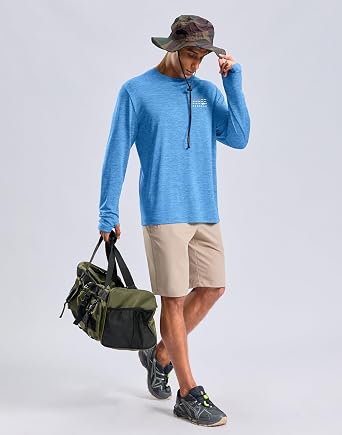 Pudolla Men's UPF 50+ Sun Shirts Long Sleeve Hiking Running Casual Shirt