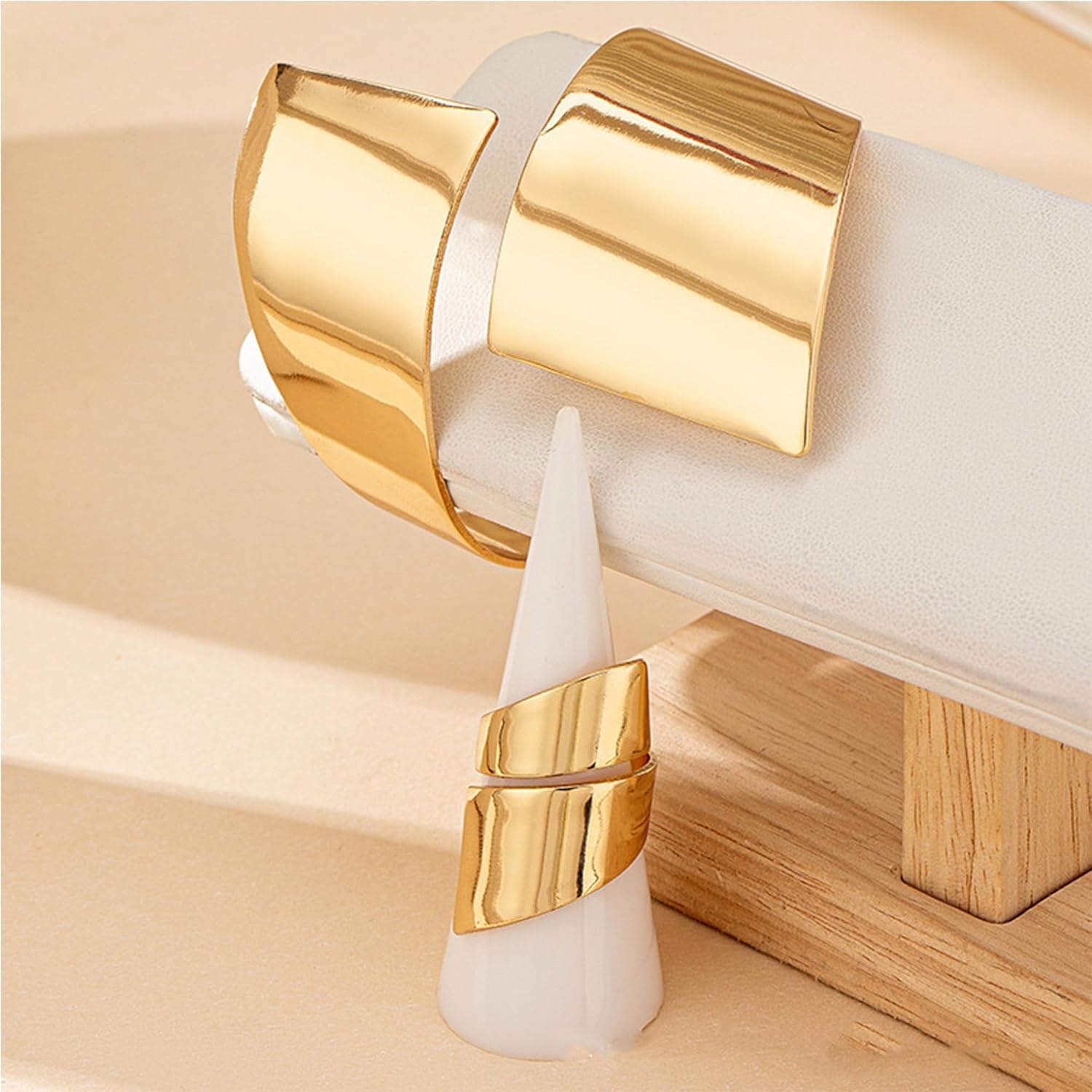 Gold Jewelry Sets for Women Bangle Ring Set Chunky Bangle Bracelet And Ring Statement Jewelry Set for Women - Image 7