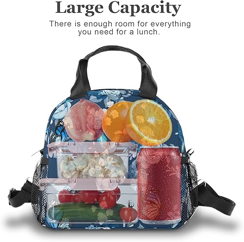 Miniatura 4 de Loncheras aisladas a prueba de fugas para mujeres con correas para el hombro, bolsa de almuerzo con impresión 3D, lonchera grande reutilizable con