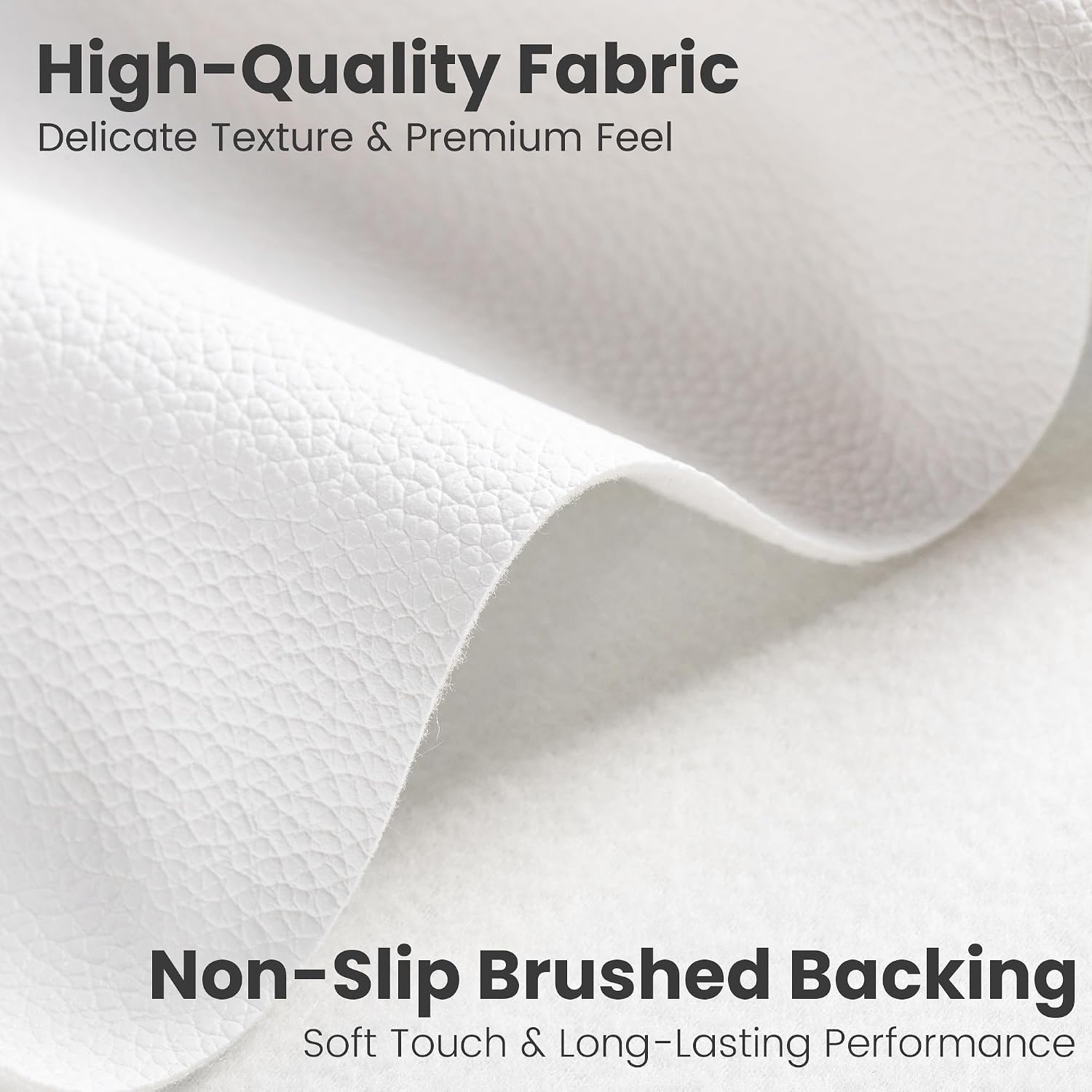 Marine Vinyl Fabric, Upholstery Faux Leather Fabric by The Yard, 1.05mm Lychee Texture Leather Sheets for Sofa Chairs Handbags Hair Bows Earrings Crafts (2 Yards 72''X 54'', White)