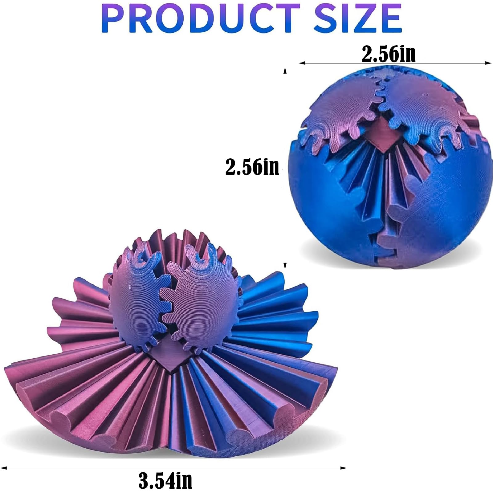 2 PCS 3d Printed Fidget Toy, Steampunk Whirling Wonder Fidget, Fidget Ball, Gearsphere, 3D Printed Gear Balls,Gear Sphere Fidget, Stress Relief Toys for Kids Adults Home Travel Anxiety - Image 2