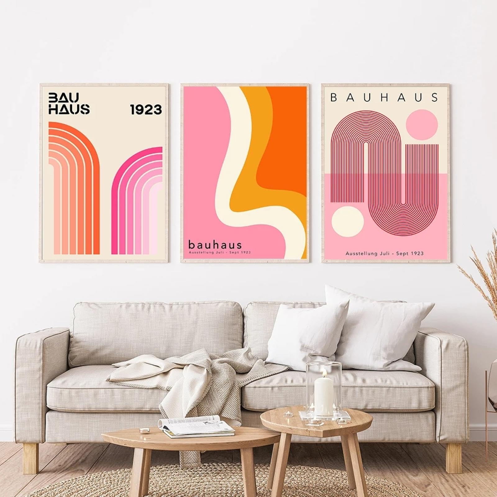 アート・デザイン・音楽 Fabulous 50s: Design for Modern Living KemneT Retro Pink Bauhaus Exhibition Wall Art Abstract Line Wave