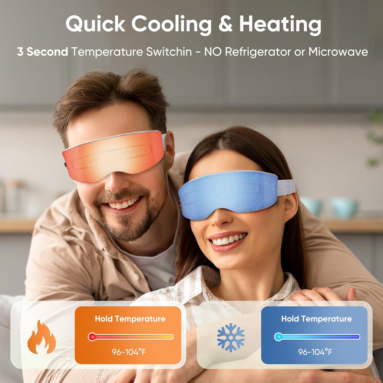 Eye Massager with Heat and Cooling, Smart Sleep Mask for Migraine & Headache Relief with Bluetooth Music, Face Massager, Mask for Migraine and Dry Eye Relief, Birthday Gifts for Mom Dad Men and Women - Image 3