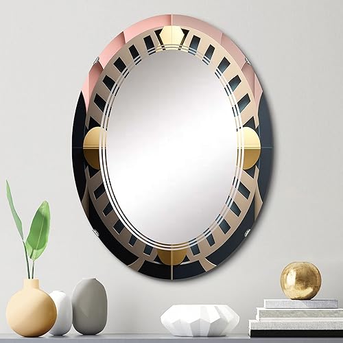 Miniatura 2 de Golden Sphere Geometrics- Espejo de tocador, espejos de baño, espejos de pared para sala de estar, dormitorio, espejo ovalado, grande, 20 x 30 pies,