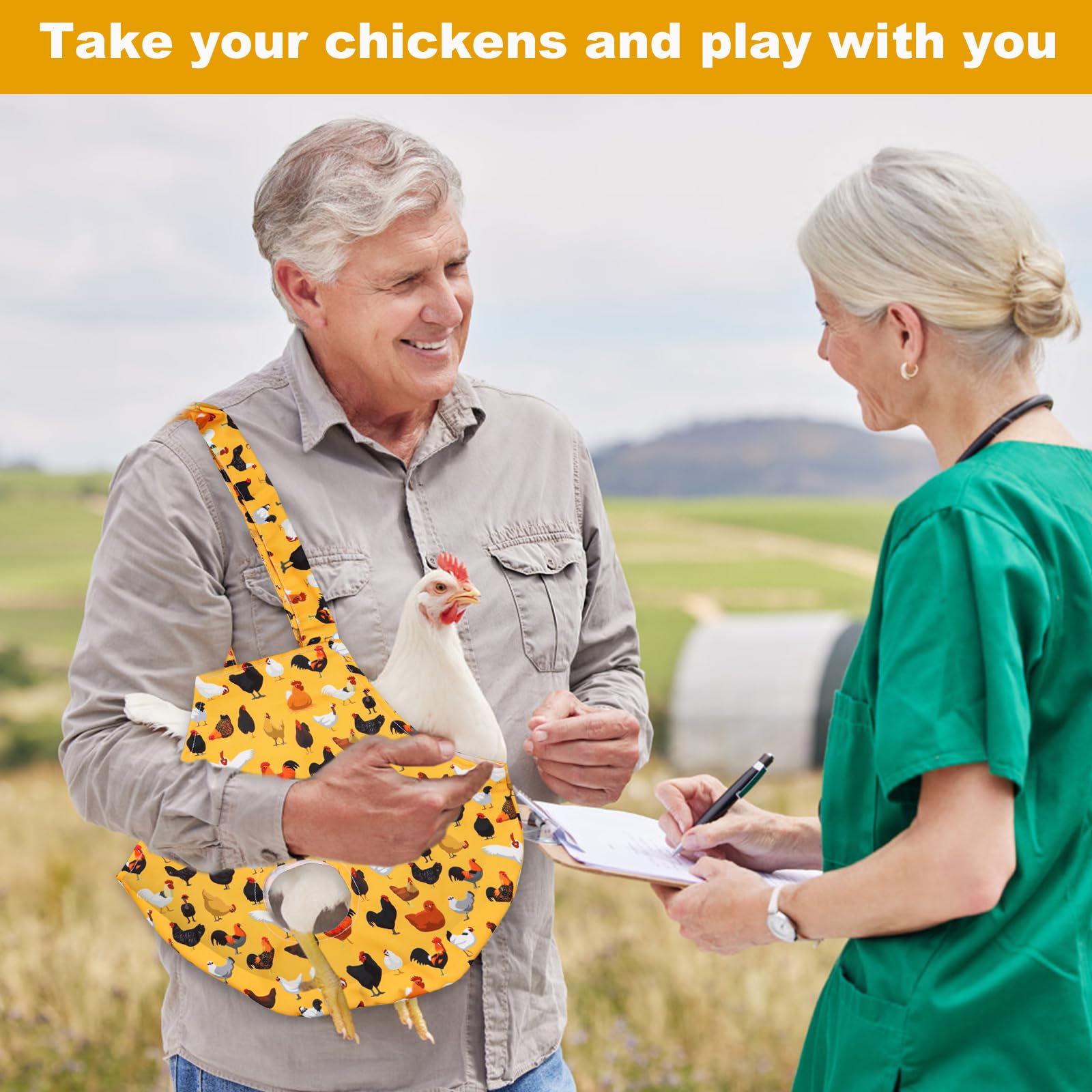 Chicken Bag, Étanche Sac De Poulet Fourre avec Poignée Sac Porte-Poulet Sac de Transport à Bandoulière Sac Poule pour Poule Coq Extérieur Voyage Randonnée Conduite